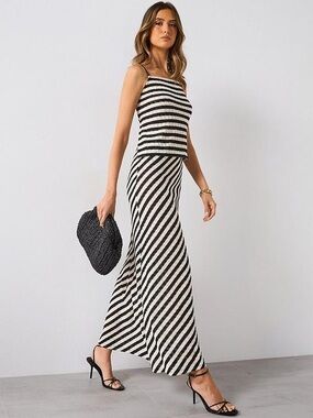 Mango Black and White Striped Tank & Maxi Set